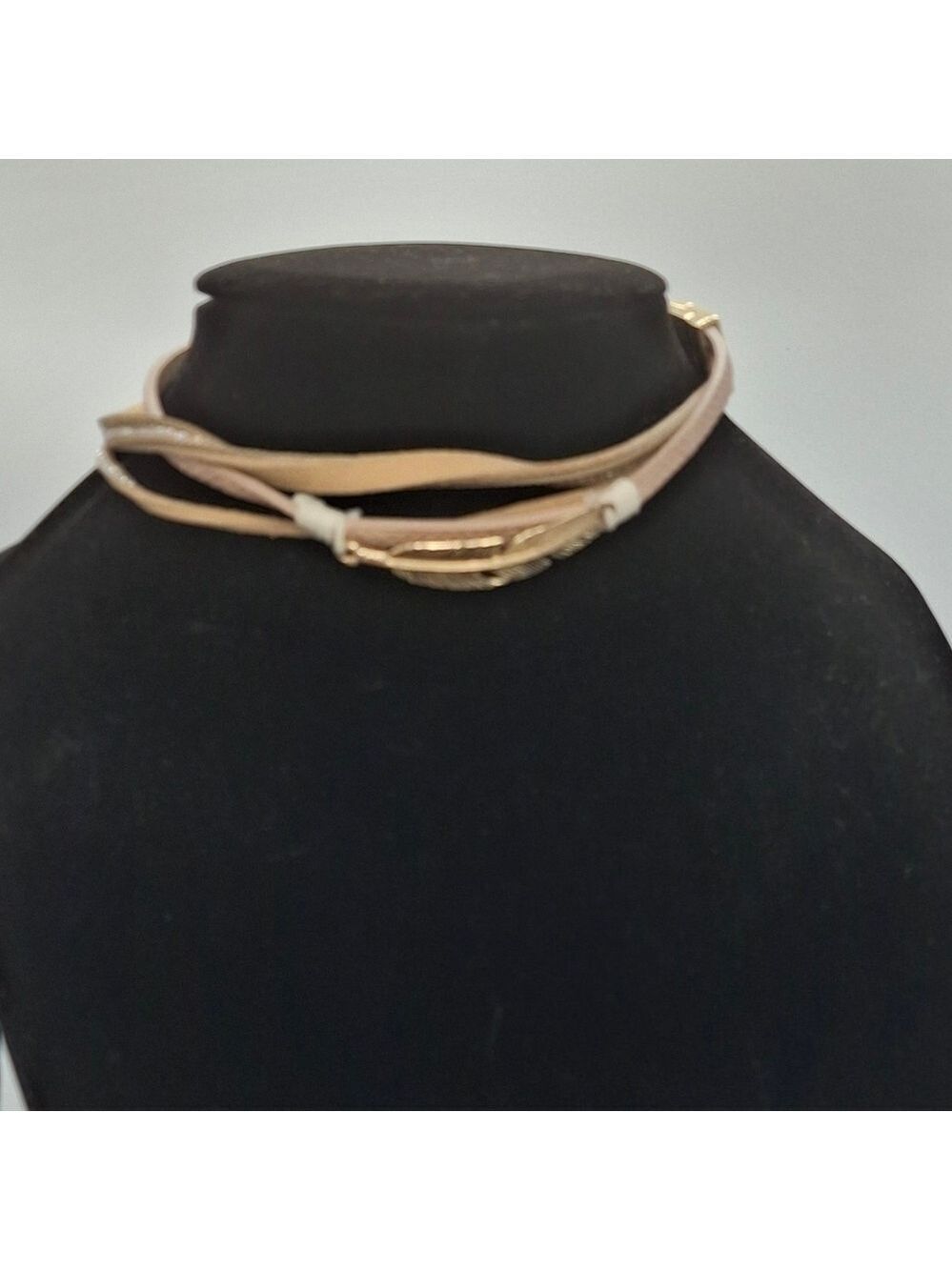 Gold Feather Choker Style Boho Necklace Magnetic Clasp